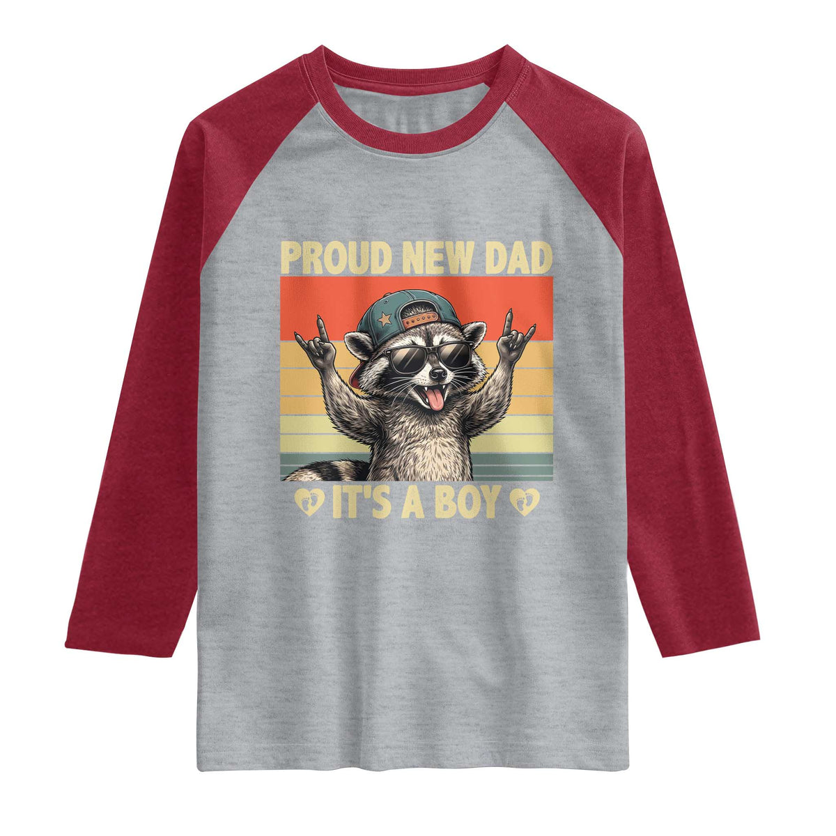 Proud New Dad It's A Boy Raglan Shirt Funny Raccoon Humor Father's Day
