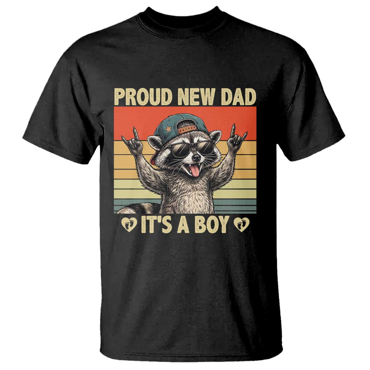 Proud New Dad It's A Boy T Shirt Funny Raccoon Humor Father's Day