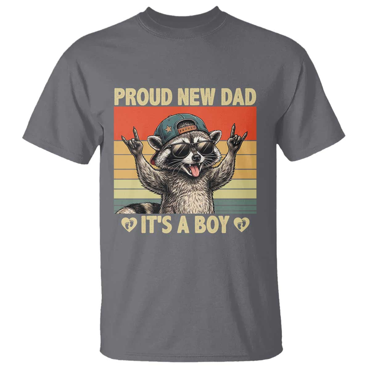 Proud New Dad It's A Boy T Shirt Funny Raccoon Humor Father's Day