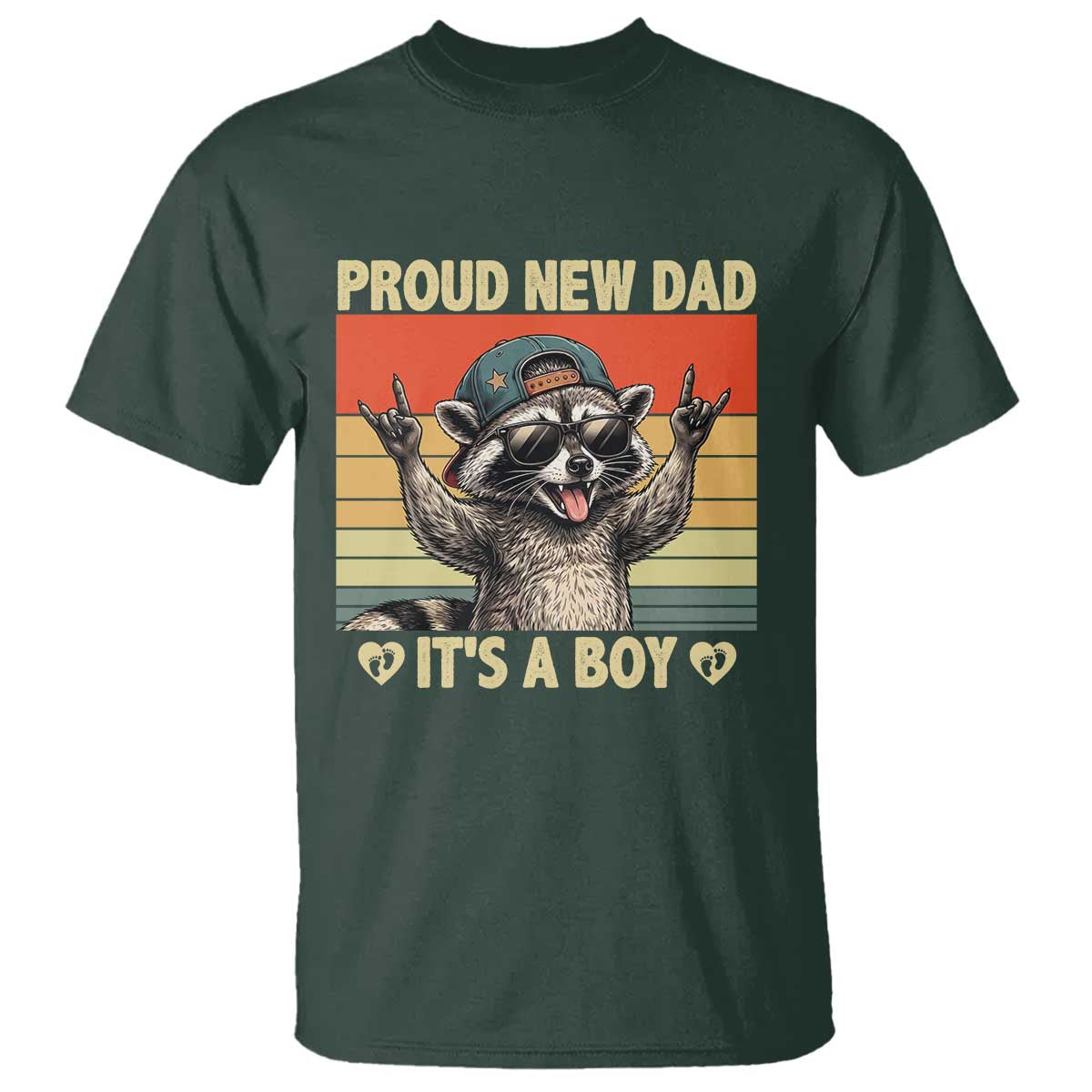 Proud New Dad It's A Boy T Shirt Funny Raccoon Humor Father's Day