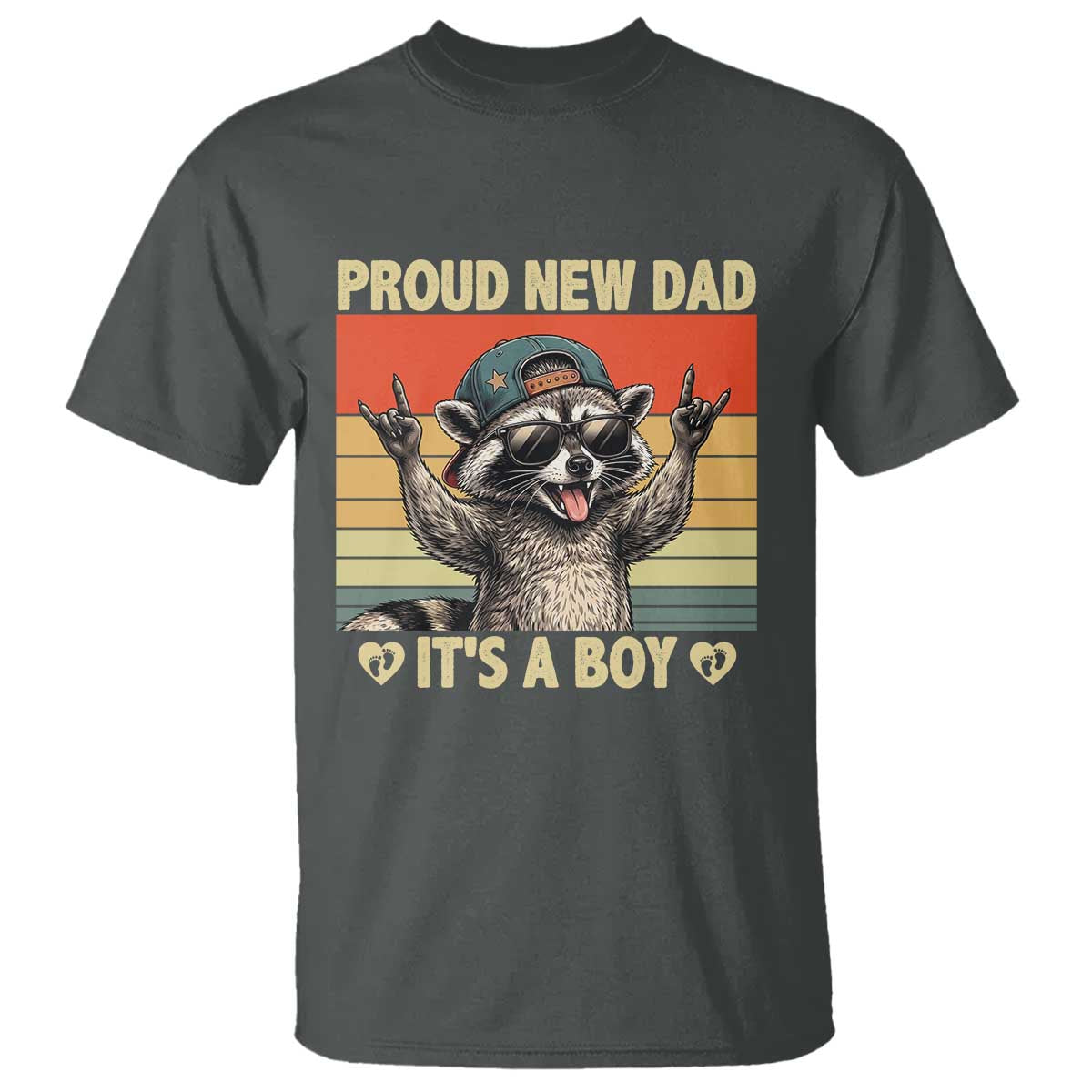 Proud New Dad It's A Boy T Shirt Funny Raccoon Humor Father's Day