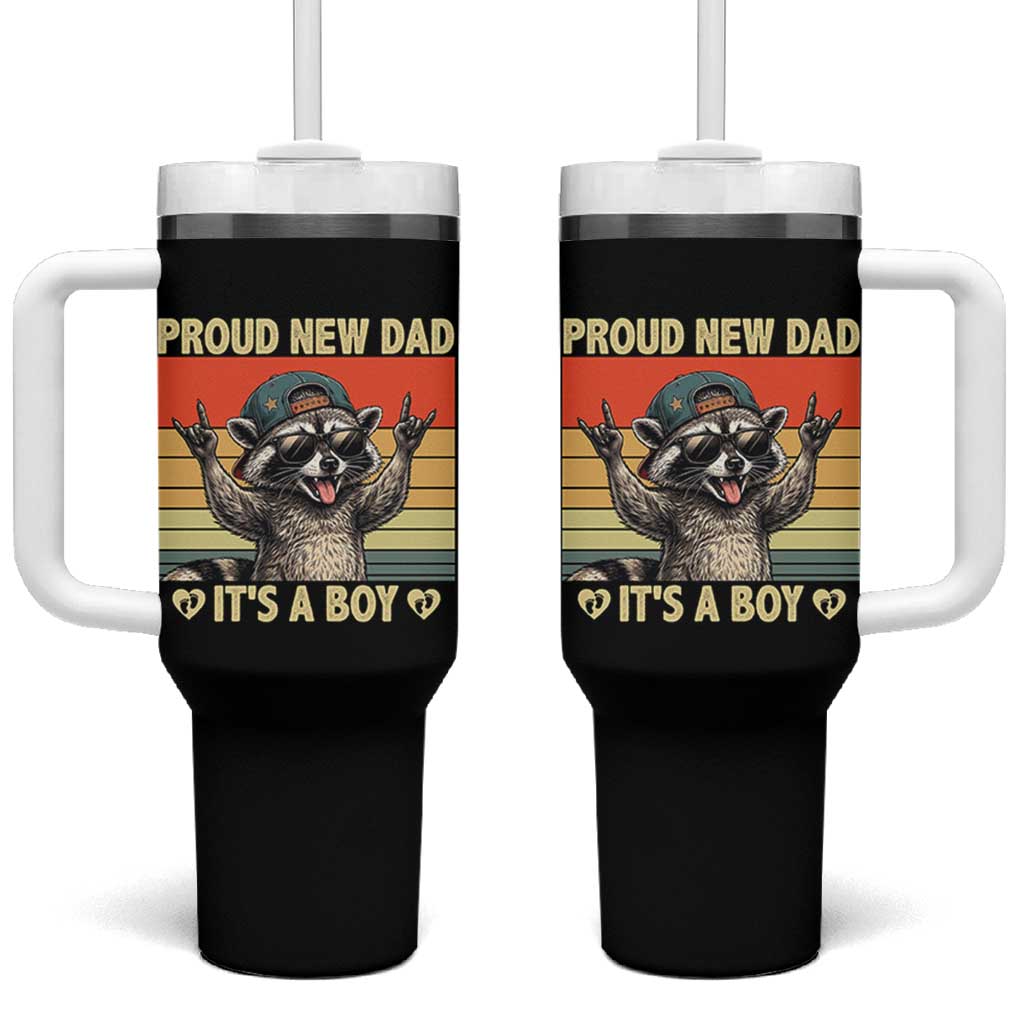 Proud New Dad It's A Boy Tumbler With Handle Funny Raccoon Humor Father's Day
