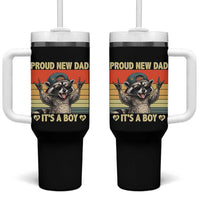 Proud New Dad It's A Boy Tumbler With Handle Funny Raccoon Humor Father's Day