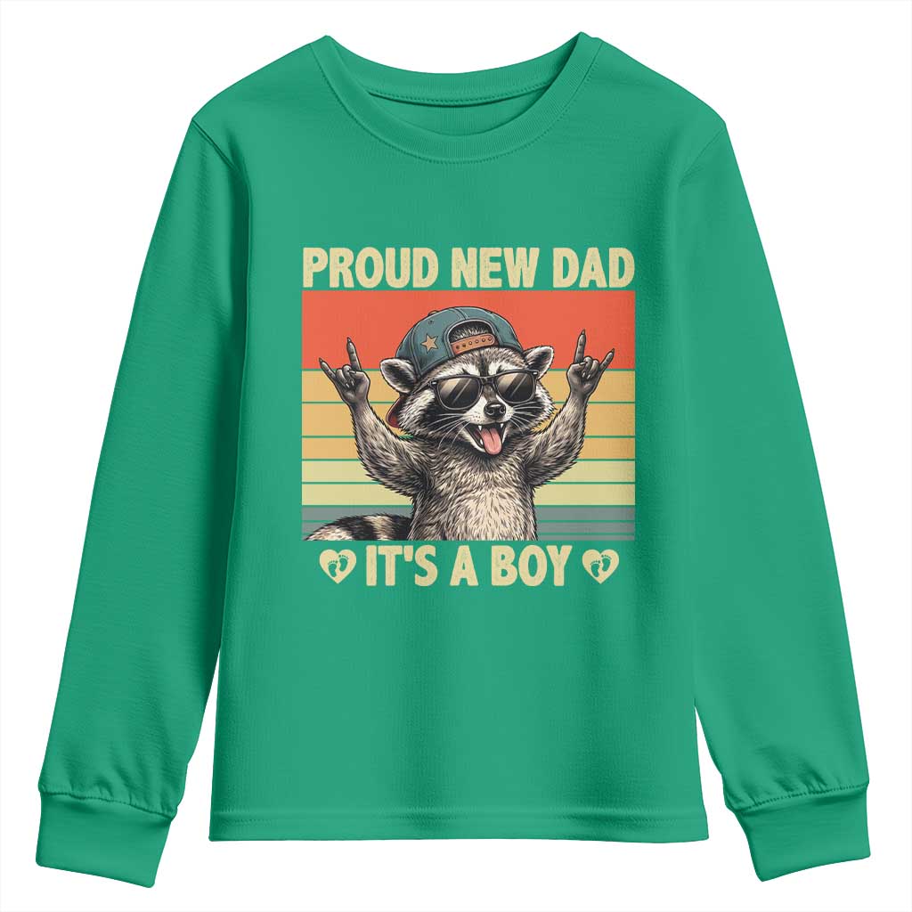 Proud New Dad It's A Boy Youth Sweatshirt Funny Raccoon Humor Father's Day