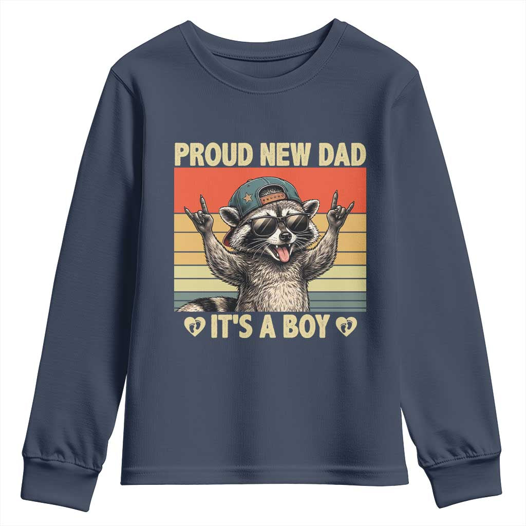 Proud New Dad It's A Boy Youth Sweatshirt Funny Raccoon Humor Father's Day