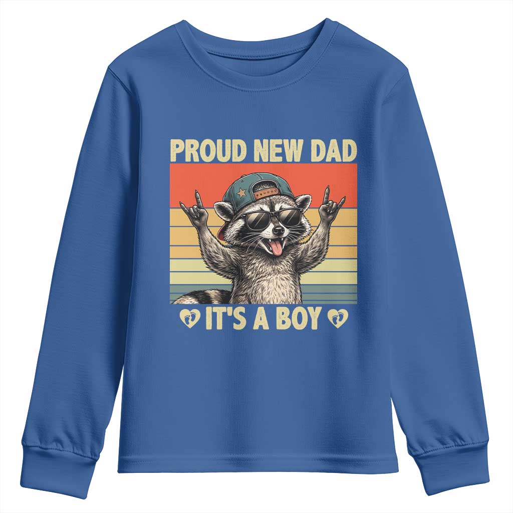 Proud New Dad It's A Boy Youth Sweatshirt Funny Raccoon Humor Father's Day