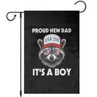 Proud New Dad It's A Boy Garden Flag Raccoon Patriotic America 250th Anniversary