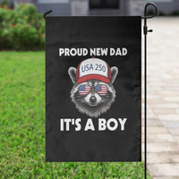 Proud New Dad It's A Boy Garden Flag Raccoon Patriotic America 250th Anniversary