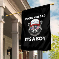 Proud New Dad It's A Boy Garden Flag Raccoon Patriotic America 250th Anniversary