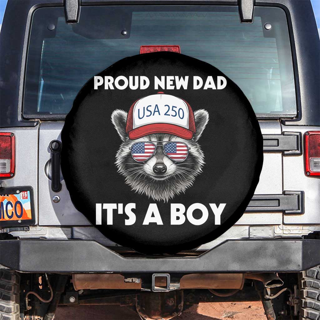 Proud New Dad It's A Boy Spare Tire Cover Raccoon Patriotic America 250th Anniversary