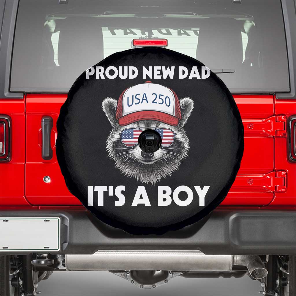 Proud New Dad It's A Boy Spare Tire Cover Raccoon Patriotic America 250th Anniversary