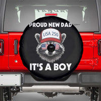 Proud New Dad It's A Boy Spare Tire Cover Raccoon Patriotic America 250th Anniversary