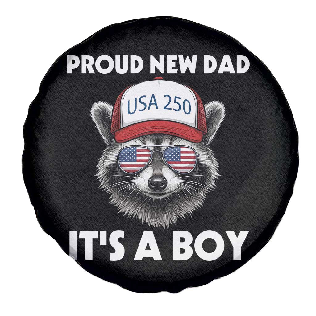 Proud New Dad It's A Boy Spare Tire Cover Raccoon Patriotic America 250th Anniversary