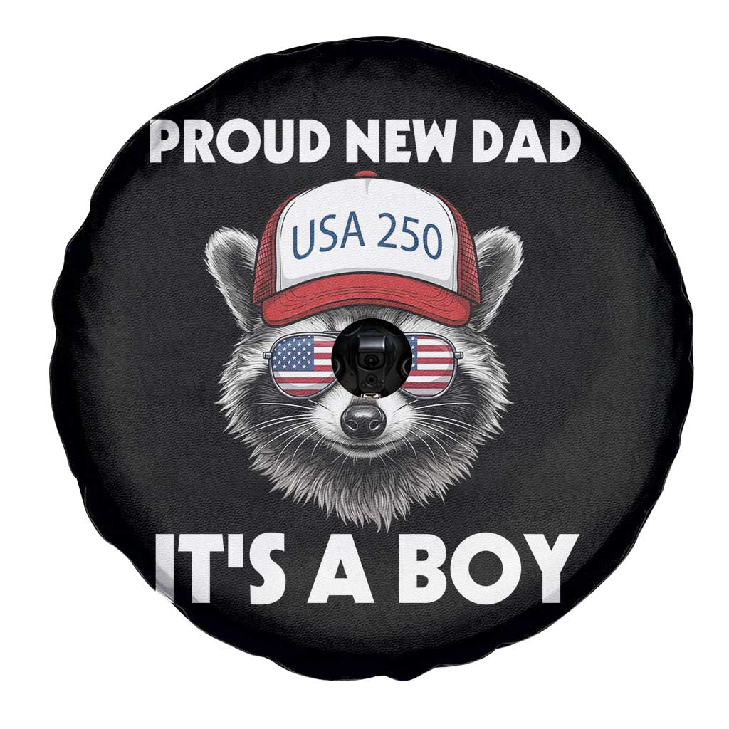 Proud New Dad It's A Boy Spare Tire Cover Raccoon Patriotic America 250th Anniversary