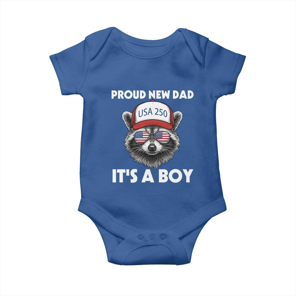 Proud New Dad It's A Boy Baby Onesie Raccoon Patriotic America 250th Anniversary