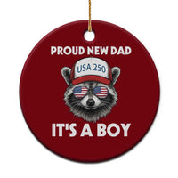 Proud New Dad It's A Boy Ceramic Ornament Raccoon Patriotic America 250th Anniversary