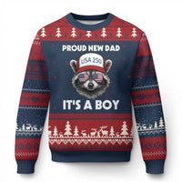 Proud New Dad It's A Boy Ugly Christmas Sweater Raccoon Patriotic America 250th Anniversary