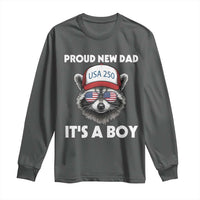 Proud New Dad It's A Boy Long Sleeve Shirt Raccoon Patriotic America 250th Anniversary