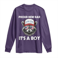 Proud New Dad It's A Boy Long Sleeve Shirt Raccoon Patriotic America 250th Anniversary