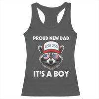 Proud New Dad It's A Boy Racerback Tank Top Raccoon Patriotic America 250th Anniversary
