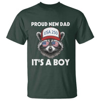Proud New Dad It's A Boy T Shirt Raccoon Patriotic America 250th Anniversary
