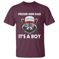 Proud New Dad It's A Boy T Shirt Raccoon Patriotic America 250th Anniversary
