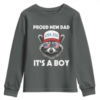 Proud New Dad It's A Boy Youth Sweatshirt Raccoon Patriotic America 250th Anniversary