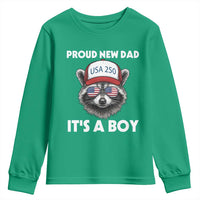 Proud New Dad It's A Boy Youth Sweatshirt Raccoon Patriotic America 250th Anniversary