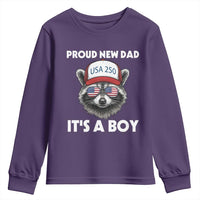 Proud New Dad It's A Boy Youth Sweatshirt Raccoon Patriotic America 250th Anniversary