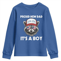 Proud New Dad It's A Boy Youth Sweatshirt Raccoon Patriotic America 250th Anniversary