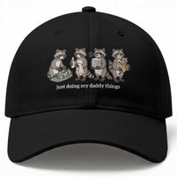 Funny Raccoon Dad Baseball Cap Just Doing My Daddy Things