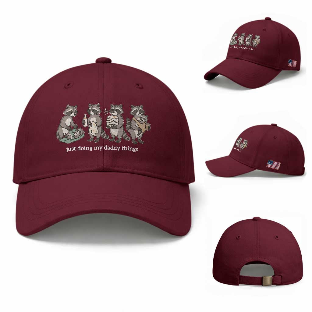 Funny Raccoon Dad Baseball Cap Just Doing My Daddy Things