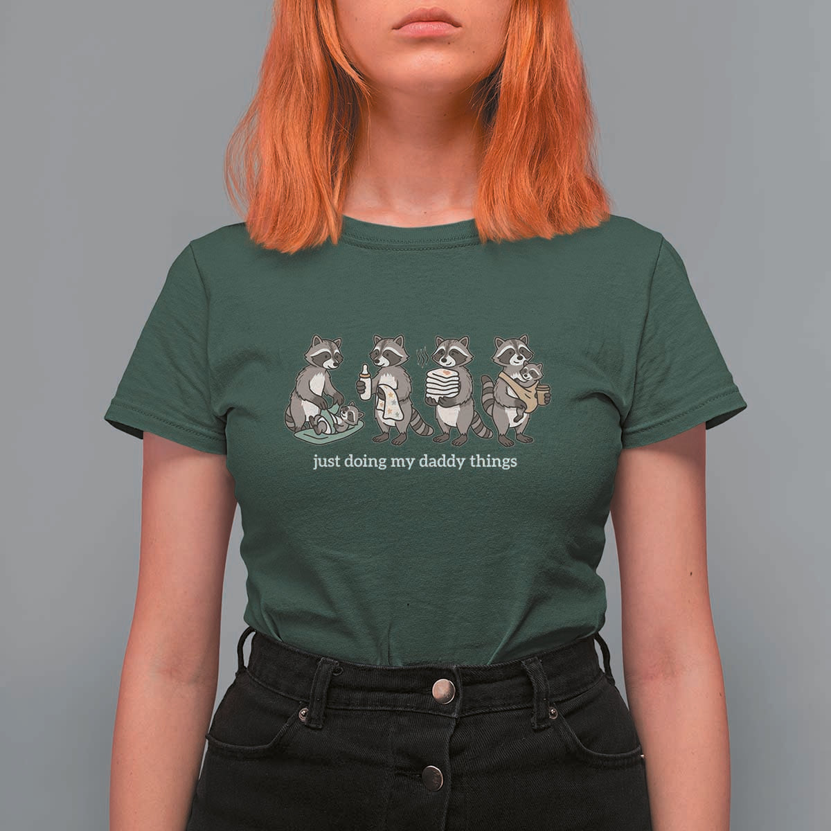 Funny Raccoon Dad T Shirt For Women Just Doing My Daddy Things