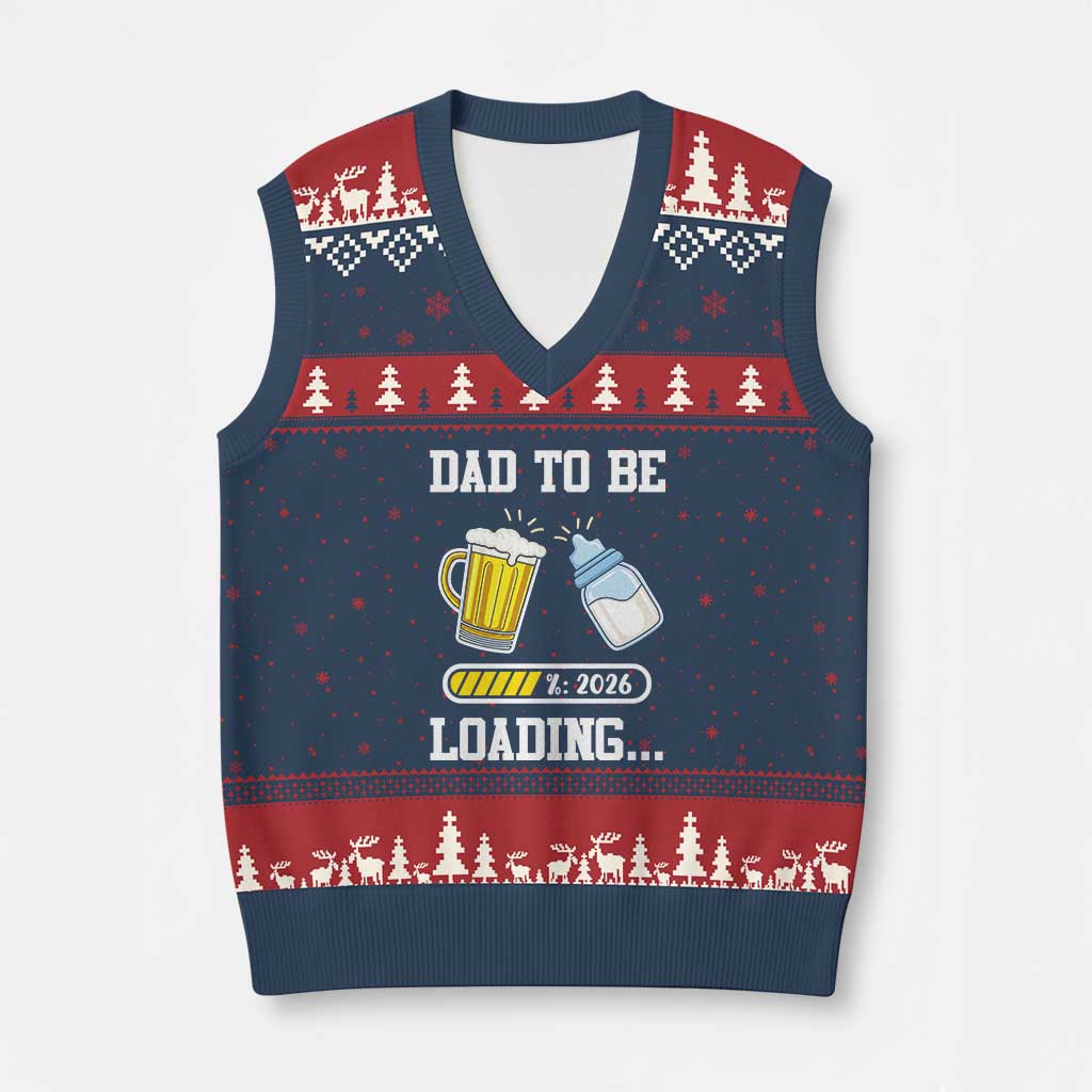 Dad to Be 2026 V-Neck Knit Sweater Vest Funny Pregnancy Reveal