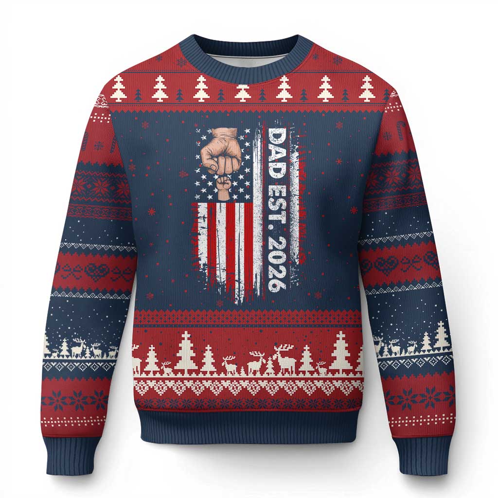 New Dad 2026 Ugly Christmas Sweater Patriotic US American Flag Gifts Fathers Day