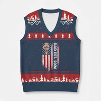 New Dad 2026 V-Neck Knit Sweater Vest Patriotic US American Flag Gifts Fathers Day