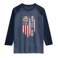 New Dad 2026 Raglan Shirt Patriotic US American Flag Gifts Fathers Day