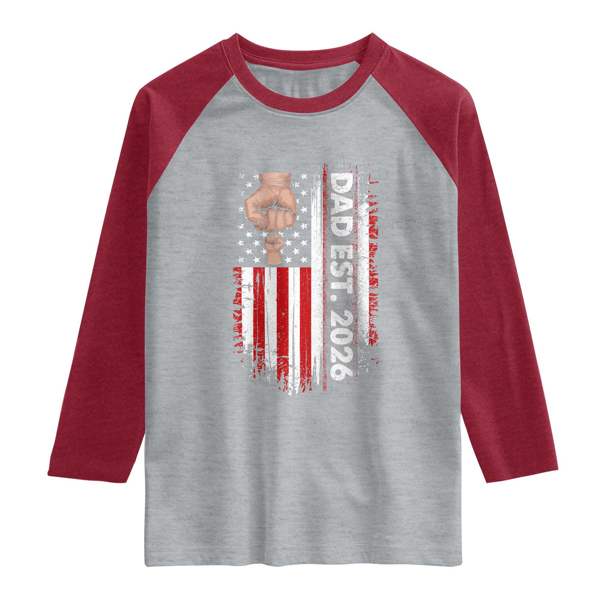 New Dad 2026 Raglan Shirt Patriotic US American Flag Gifts Fathers Day