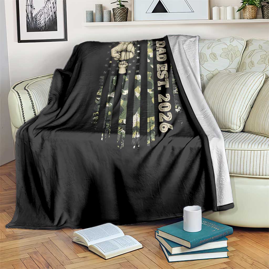 New Dad 2026 Throw Blanket Camo American Flag Military Dad Father's Day