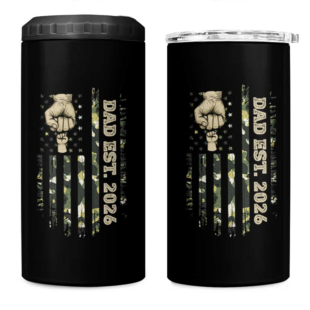 New Dad 2026 4 in 1 Can Cooler Tumbler Camo American Flag Military Dad Father's Day