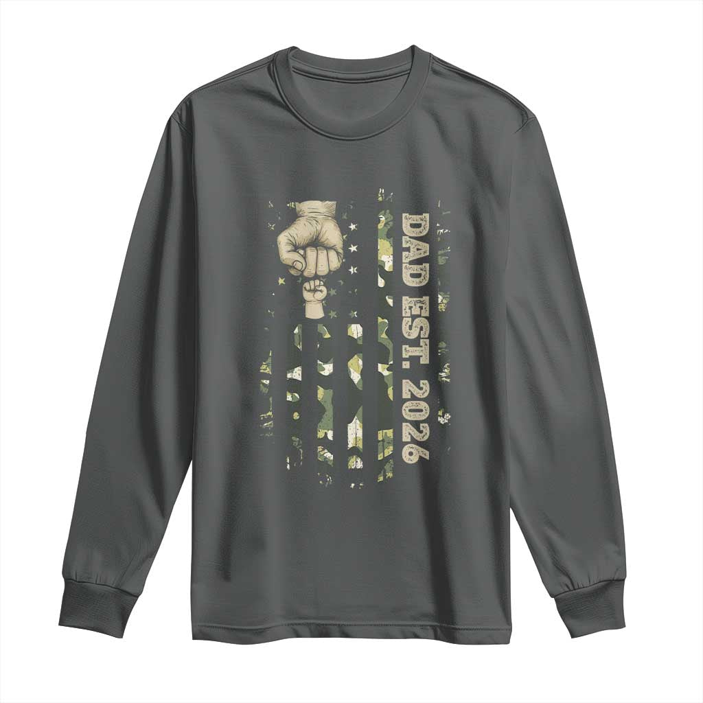 New Dad 2026 Long Sleeve Shirt Camo American Flag Military Dad Father's Day