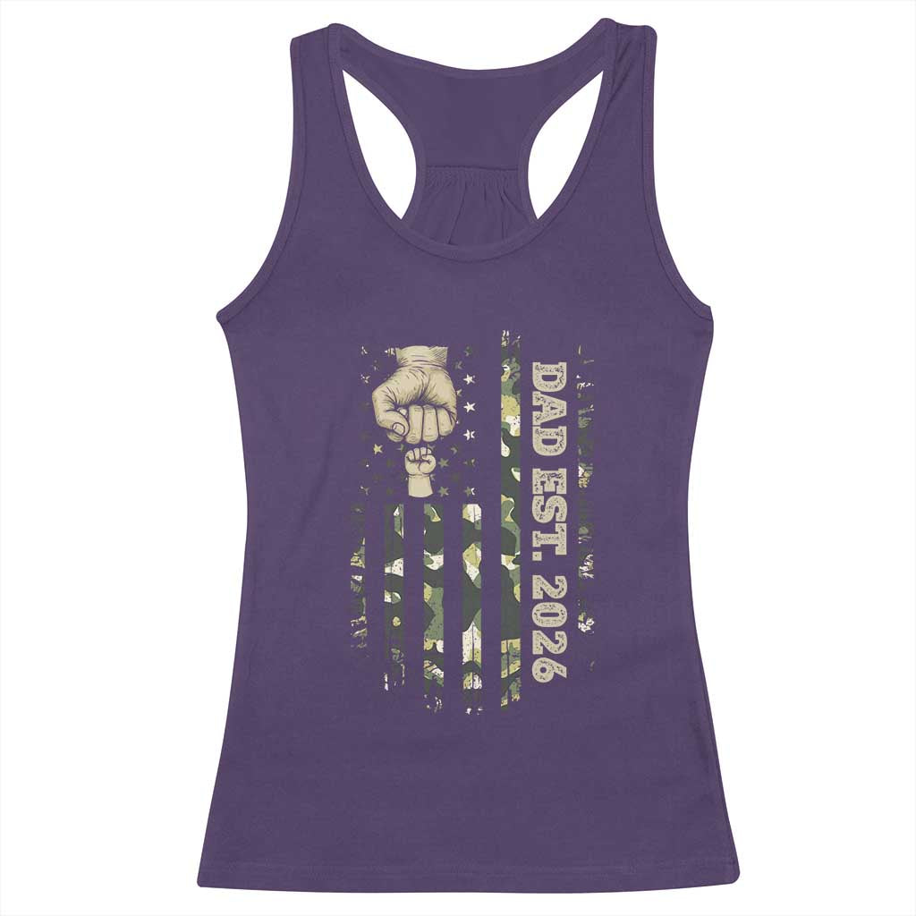 New Dad 2026 Racerback Tank Top Camo American Flag Military Dad Father's Day