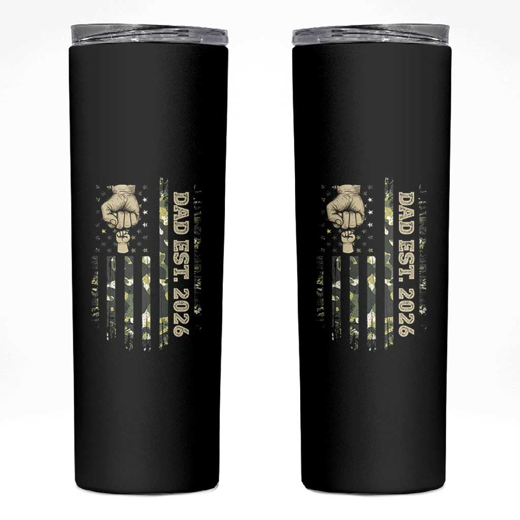 New Dad 2026 Skinny Tumbler Camo American Flag Military Dad Father's Day