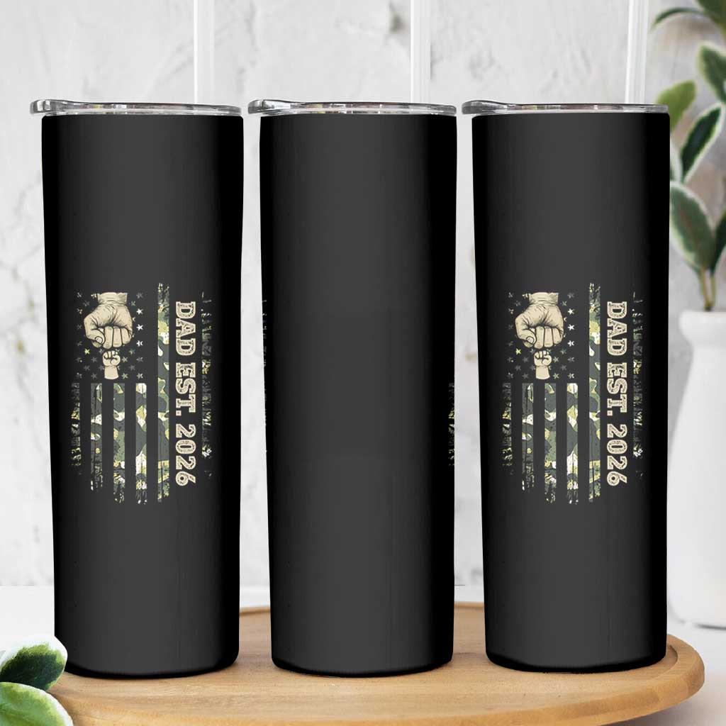 New Dad 2026 Skinny Tumbler Camo American Flag Military Dad Father's Day