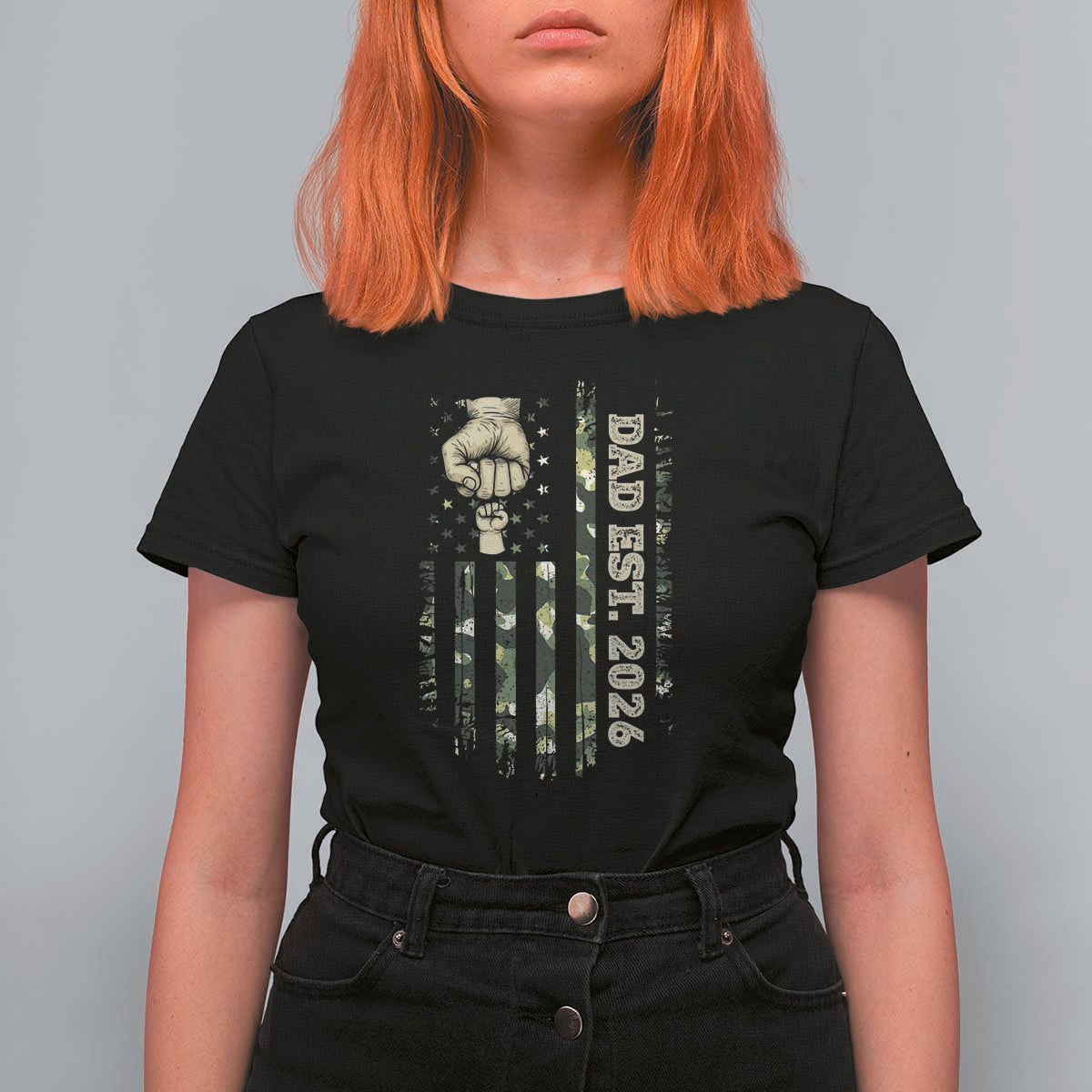New Dad 2026 T Shirt For Women Camo American Flag Military Dad Father's Day