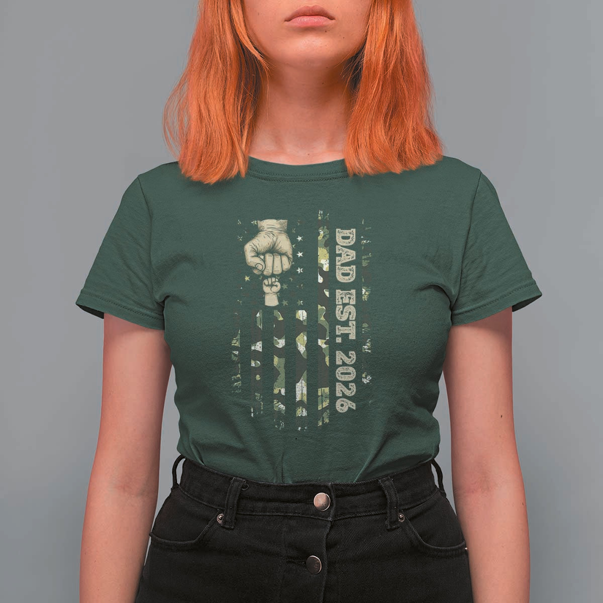 New Dad 2026 T Shirt For Women Camo American Flag Military Dad Father's Day
