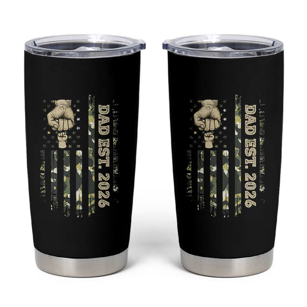 New Dad 2026 Tumbler Cup Camo American Flag Military Dad Father's Day