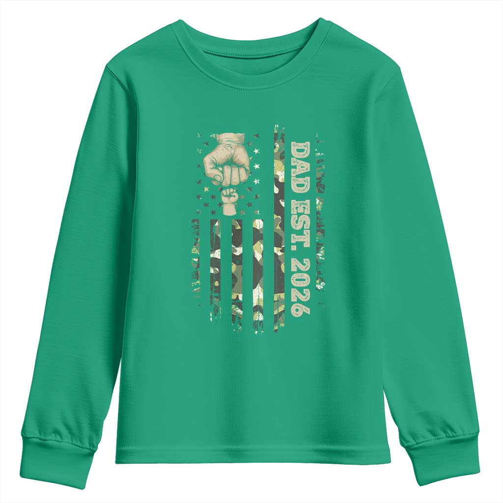 New Dad 2026 Youth Sweatshirt Camo American Flag Military Dad Father's Day