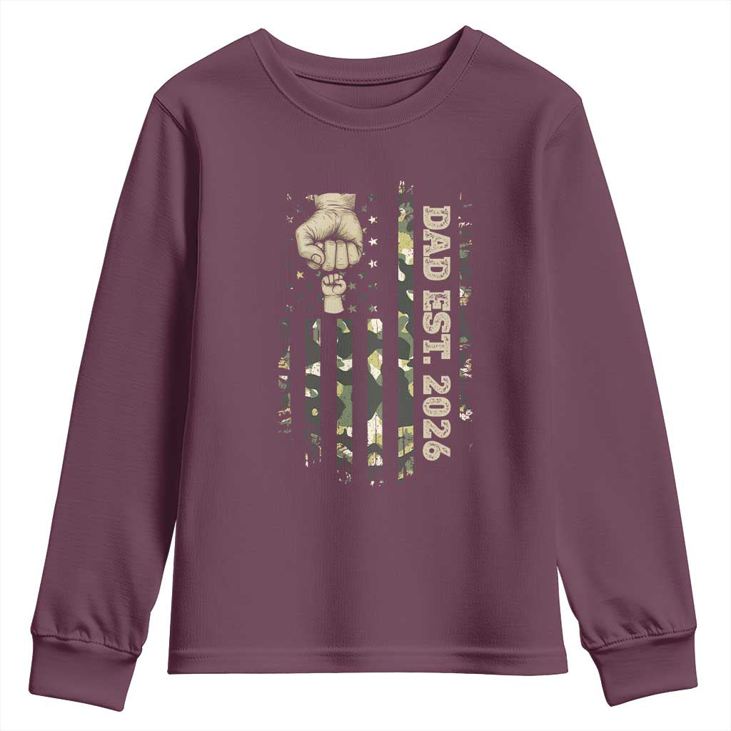 New Dad 2026 Youth Sweatshirt Camo American Flag Military Dad Father's Day