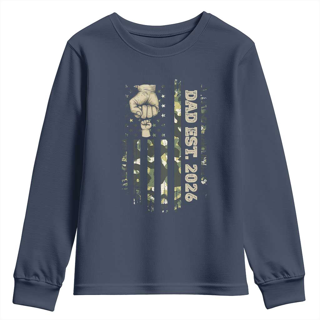 New Dad 2026 Youth Sweatshirt Camo American Flag Military Dad Father's Day